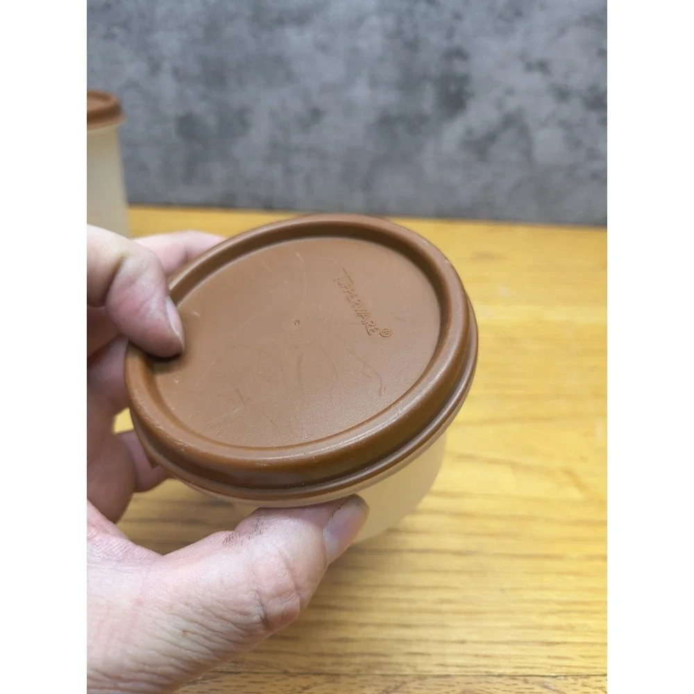 Lot of  3  Brown Lid Tupperware‎ Modular Mates - Storage